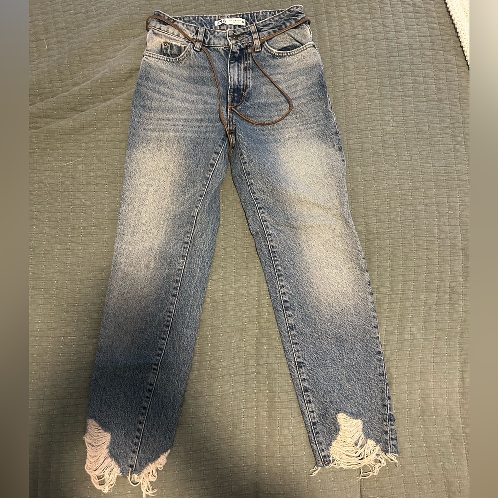 Zara jeans with tie belt